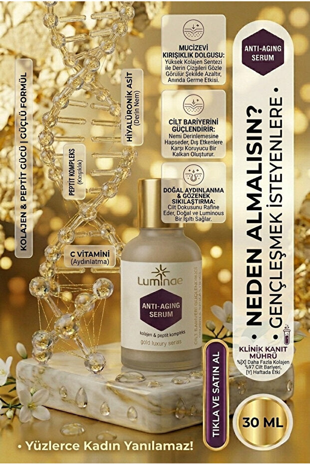 Luminae Peptit & 4D Hyaluronik Asit Kırışıklık Karşıtı Botoks Etkili Anti-Aging Yüz Serumu 30 ml